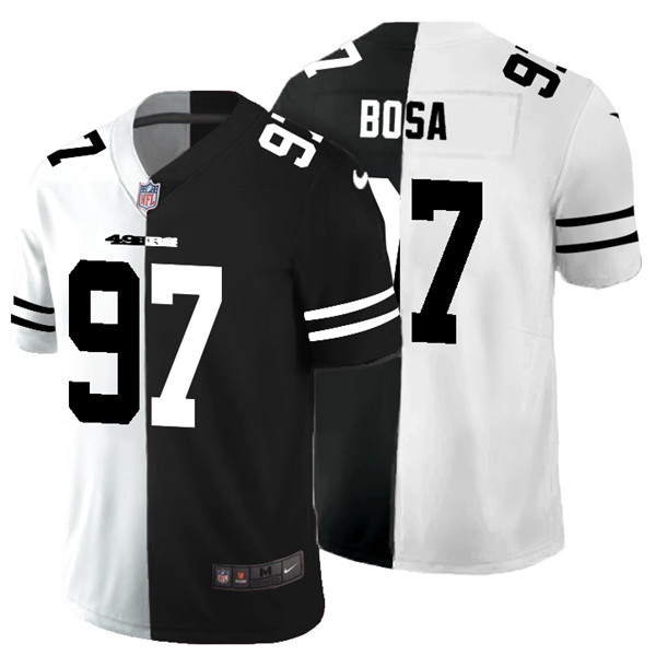 Men's San Francisco 49ers #97 Nick Bosa Black & White Split Limited Stitched Jersey